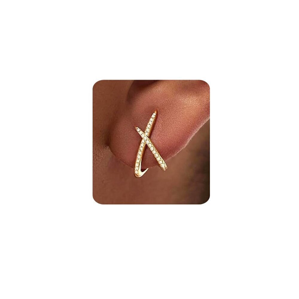Dainty X Stud Earrings Minimalist Gold Plated Hypoallergenic Cubic Zirconia